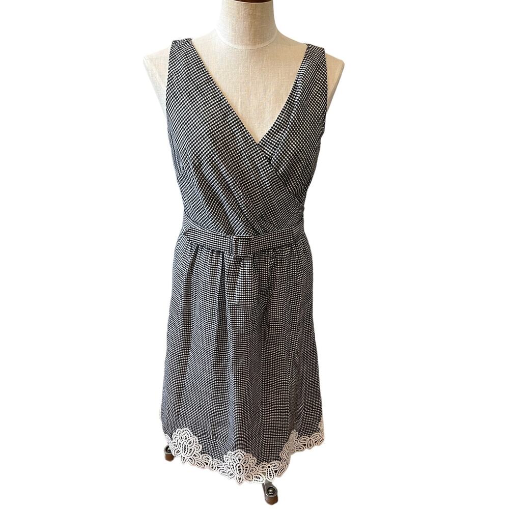Ralph Lauren LRL gingham picnic check midi dress Black White 8